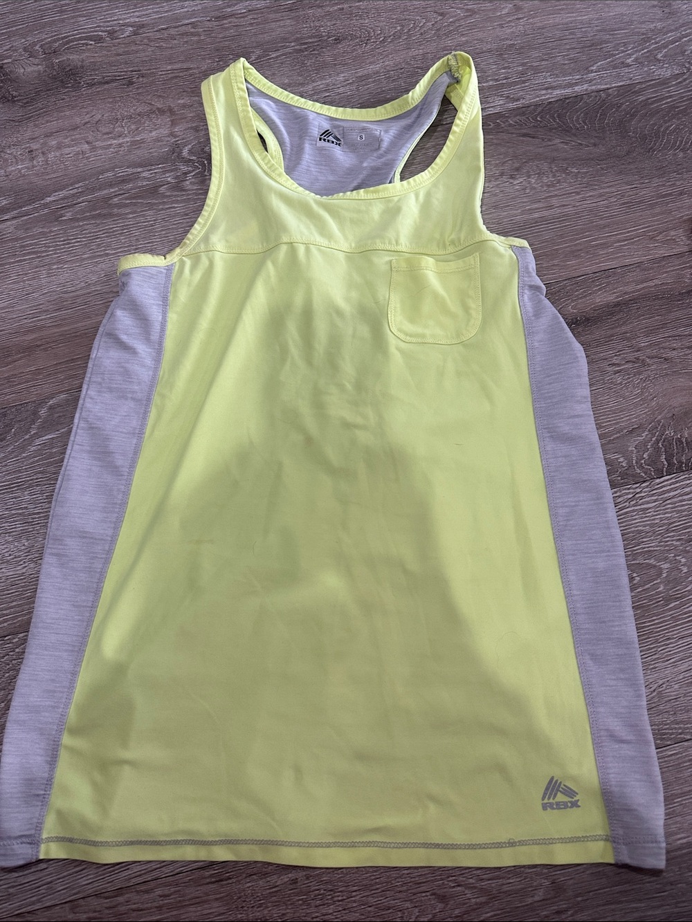 Reebok Neon Yellow and Light Gray Racerback Tank Top